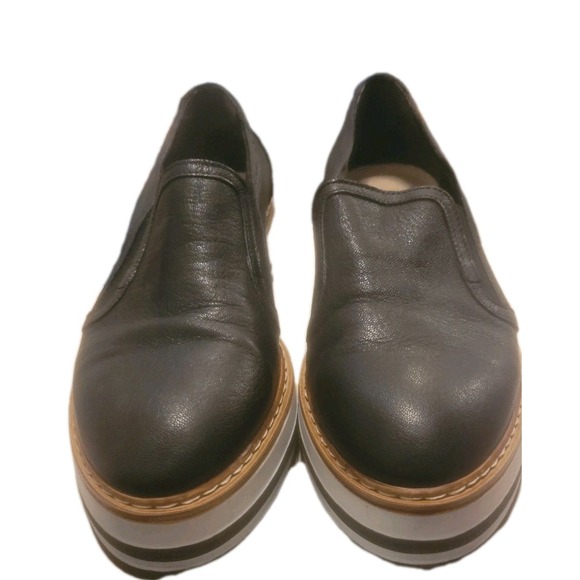 Summit by White Mountain Brody Black Leather Slip On Loafers 39 Platform Italy - Picture 5 of 9